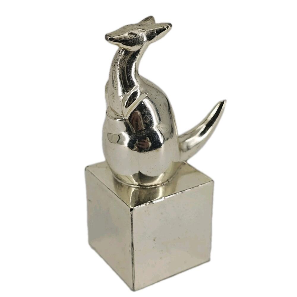 Vintage 1960s Silverplated Kangaroo Figurine Paperweight Design By YAMACO JAPAN